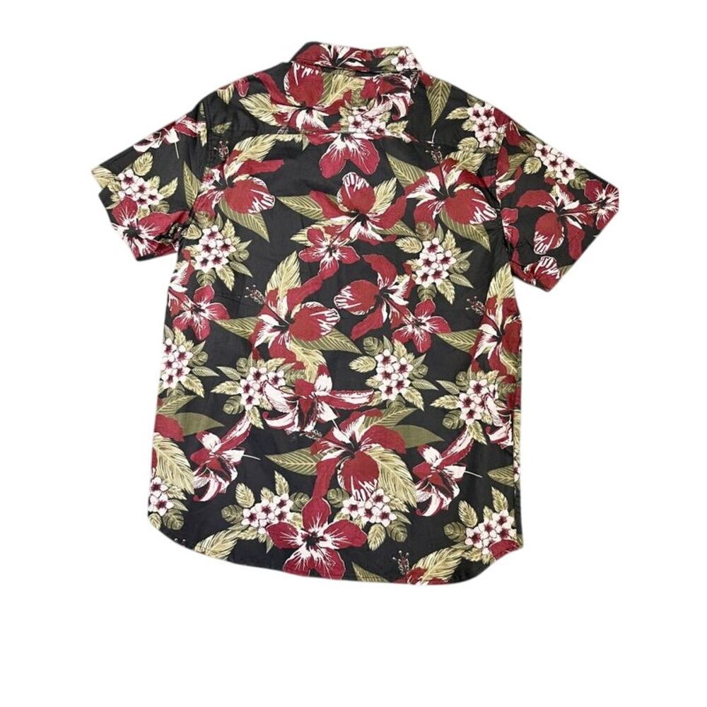 Eighty Eight Platinum Mens L Black Hawaiian Button Down Shirt Short Sleeve